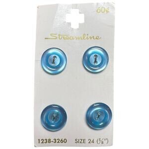 Vintage Streamline Italy Blue Translucent Buttons NOS Garden City NY